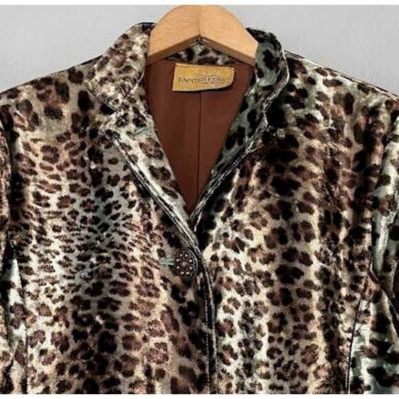 Painted Pony Jacket Size Medium Large Velvet Leopard Print Mobwife Whimsigoth - Picture 3 of 11
